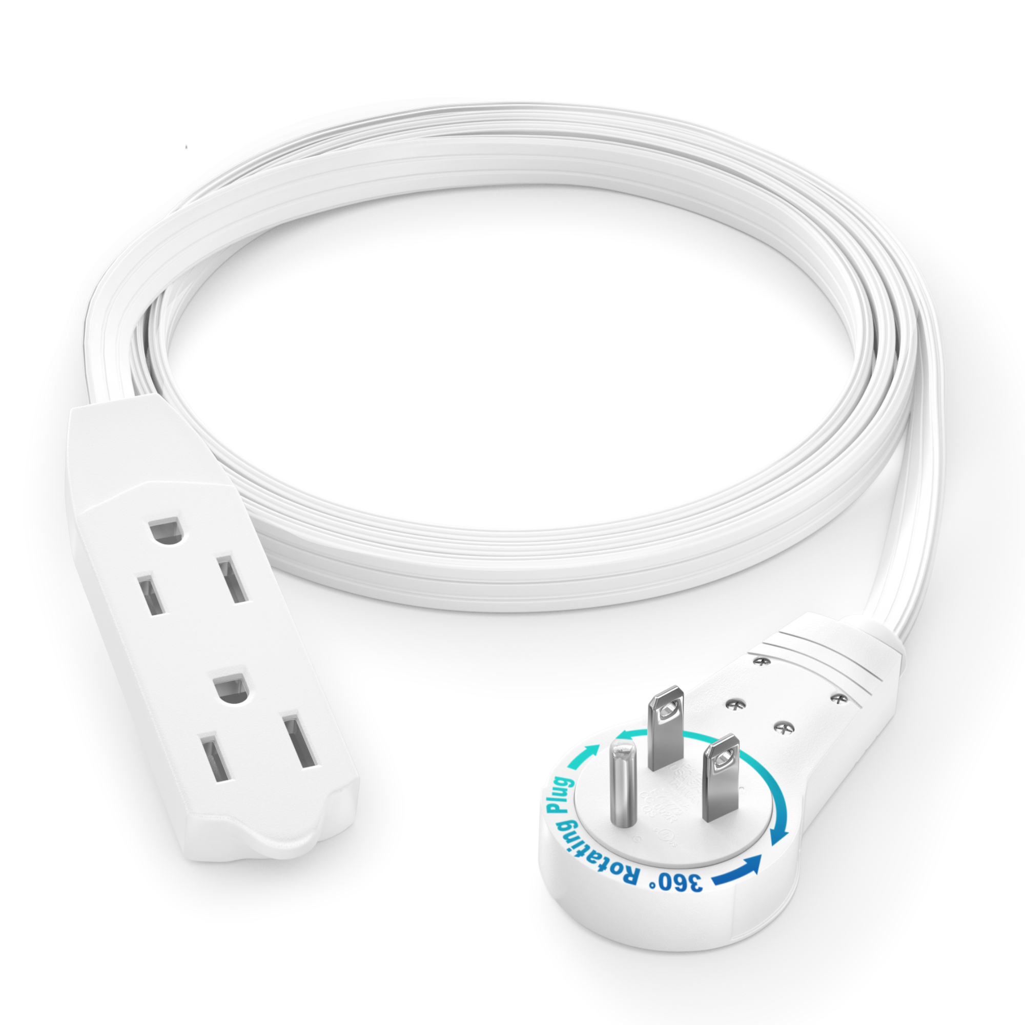 Maximm Cable, 360 Rotating Plug Extension Cord, Cord Length 3 ft, Cable Gauge 16/3 Amps 13 Model# ADW-360-3303-W